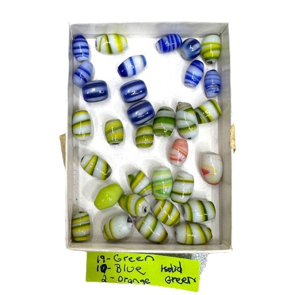 Big Lot of Handcrafted Lampwork Glass Beads Unique Striped Artisan Jewelry Craft - Picture 5 of 7